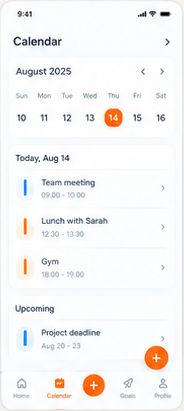 LifeDesk calendar showing today's events