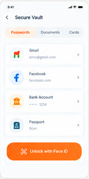LifeDesk secure vault unlocked with Face ID